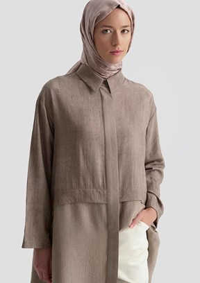 ARMİNE Kahverengi Kadın Tunik Gömlek
