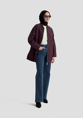 ARMİNE Mor Kadın Desenli Ceket