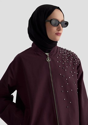 ARMİNE Mor Kadın Desenli Ceket