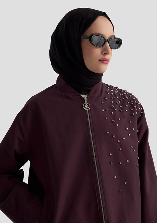 ARMİNE Mor Kadın Desenli Ceket