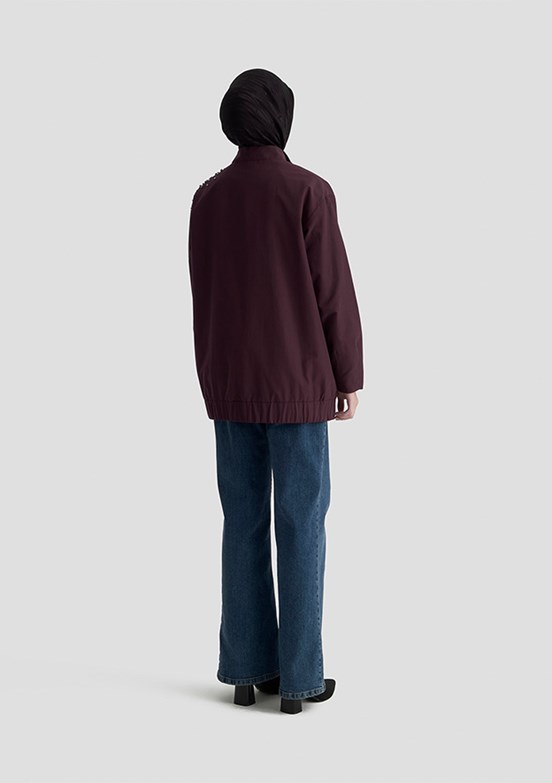 ARMİNE Mor Kadın Desenli Ceket