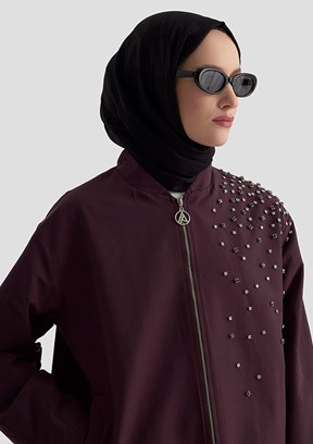 ARMİNE Mor Kadın Desenli Ceket