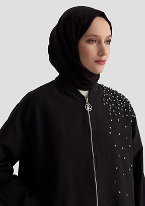 ARMİNE Siyah Kadın Desenli Ceket