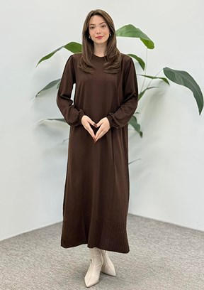 ARMİNE Kahverengi Kadın Uzun Elbise
