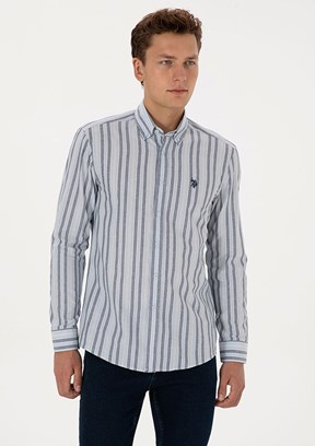 US POLO ASSN Mavi Erkek Uzun Kol Gömlek