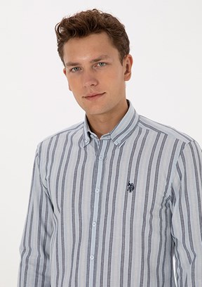 US POLO ASSN Mavi Erkek Uzun Kol Gömlek