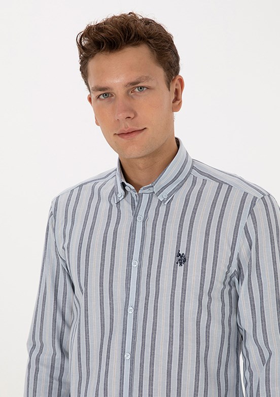 US POLO ASSN Mavi Erkek Uzun Kol Gömlek