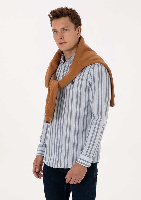 US POLO ASSN Mavi Erkek Uzun Kol Gömlek