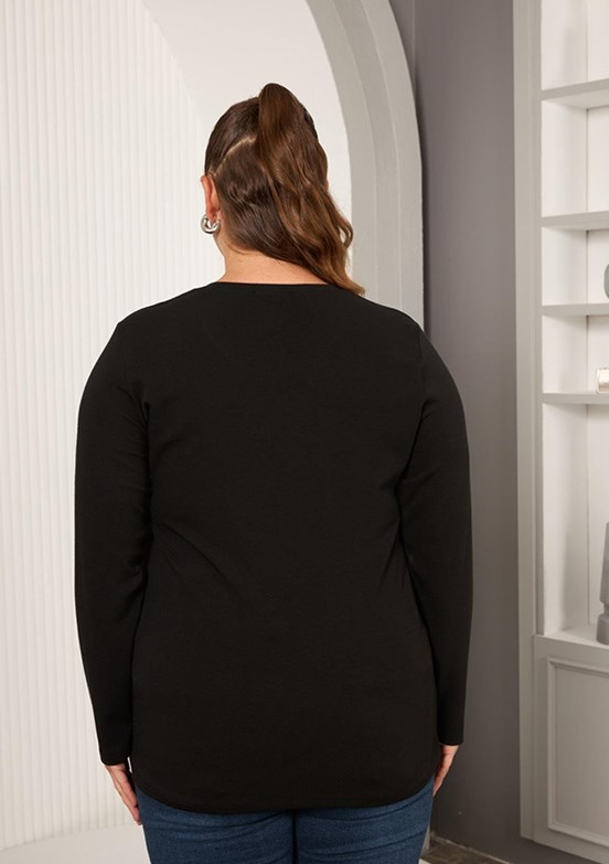 RMG Siyah Kadın Basic Bluz