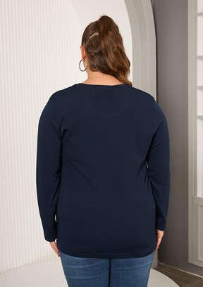 RMG Lacivert Kadın Basic Bluz