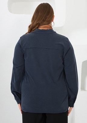 RMG Siyah Kadın Uzun Kol Gömlek