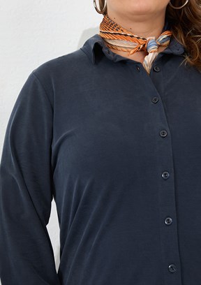 RMG Siyah Kadın Uzun Kol Gömlek