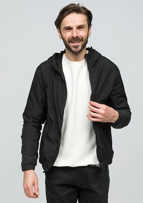 JOHNNY JOE Siyah Erkek Kapüşonlu Mont
