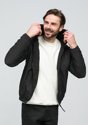 JOHNNY JOE Siyah Erkek Kapüşonlu Mont