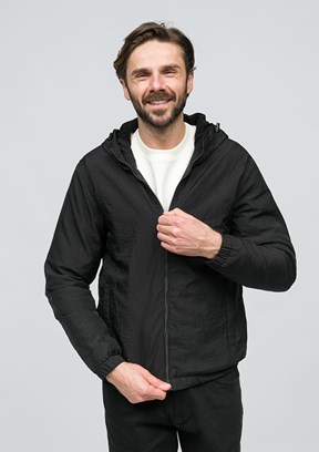 JOHNNY JOE Siyah Erkek Kapüşonlu Mont