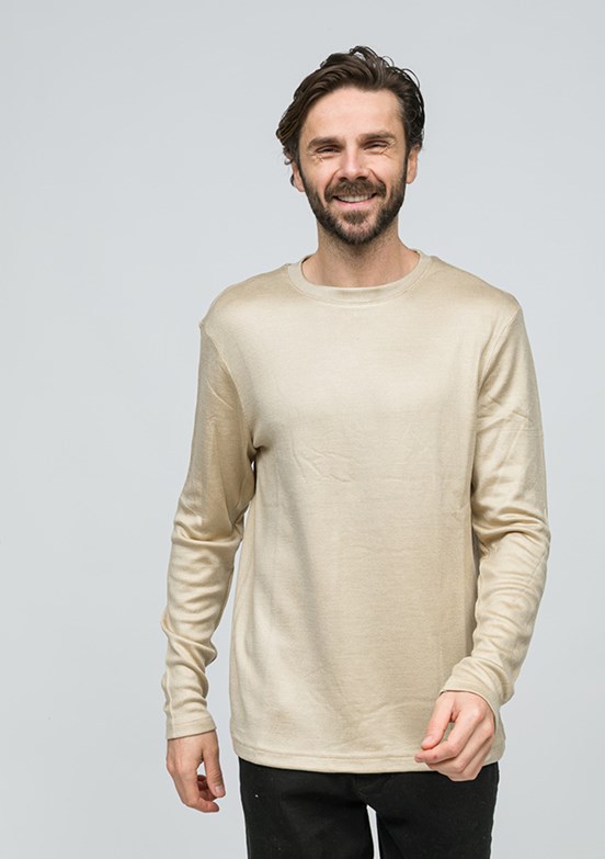 JOHNNY JOE Bej Erkek Bisiklet Yaka Sweatshirt