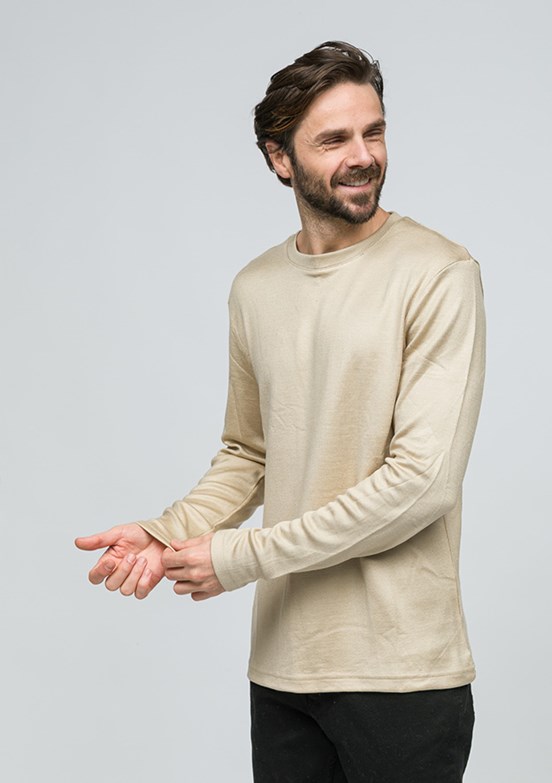 JOHNNY JOE Bej Erkek Bisiklet Yaka Sweatshirt