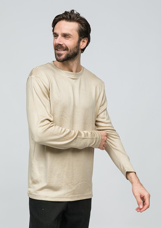 JOHNNY JOE Bej Erkek Bisiklet Yaka Sweatshirt