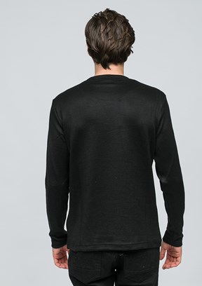 JOHNNY JOE Siyah Erkek Bisiklet Yaka Sweatshirt