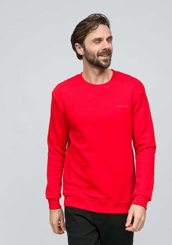 JOHNNY JOE Kırmızı Erkek Bisiklet Yaka Sweatshirt