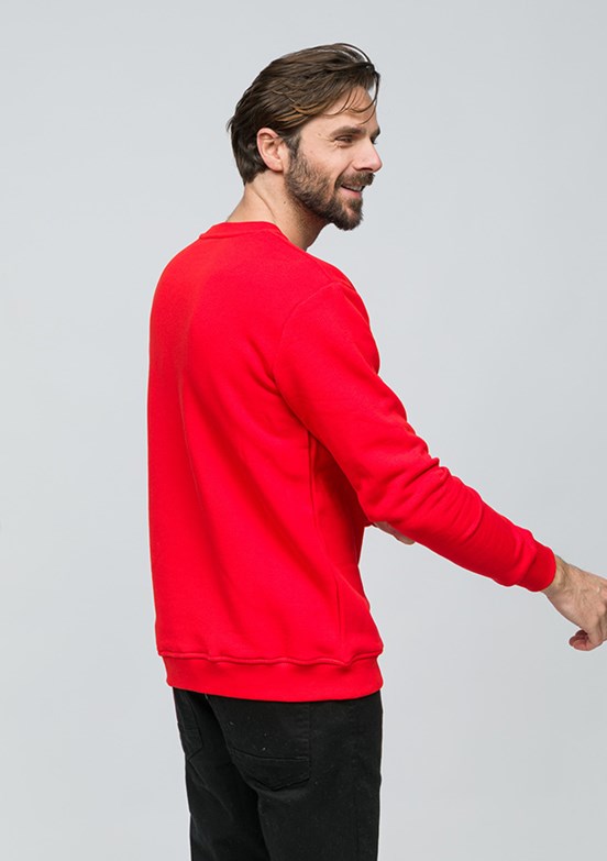 JOHNNY JOE Kırmızı Erkek Bisiklet Yaka Sweatshirt