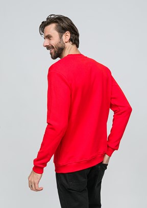 JOHNNY JOE Kırmızı Erkek Bisiklet Yaka Sweatshirt