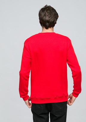 JOHNNY JOE Kırmızı Erkek Bisiklet Yaka Sweatshirt