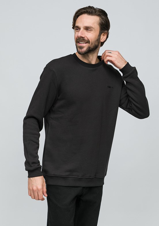 JOHNNY JOE Siyah Erkek Bisiklet Yaka Sweatshirt