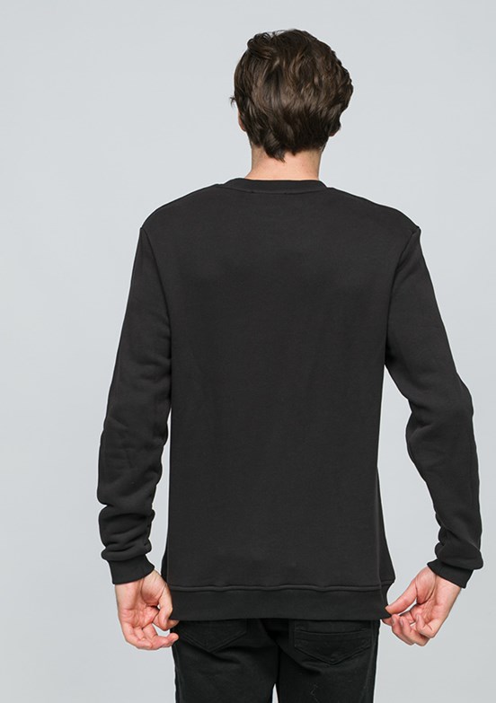 JOHNNY JOE Siyah Erkek Bisiklet Yaka Sweatshirt