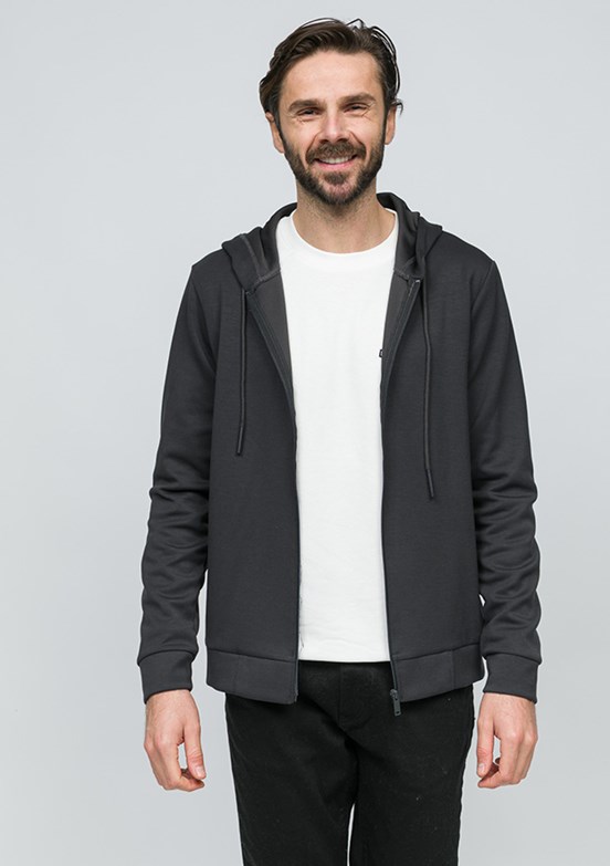 JOHNNY JOE Antrasit Erkek Fermuarlı Kapüşonlu Hırka