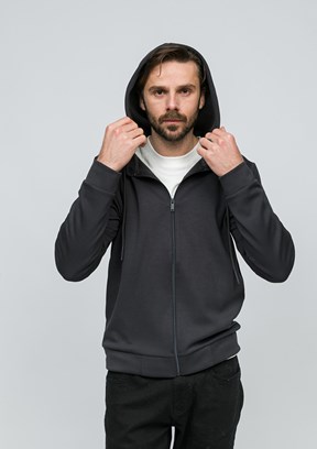 JOHNNY JOE Antrasit Erkek Fermuarlı Kapüşonlu Hırka