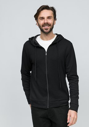 JOHNNY JOE Siyah Erkek Kapüşonlu Sweatshirt