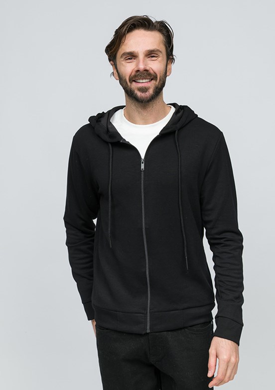 JOHNNY JOE Siyah Erkek Kapüşonlu Sweatshirt