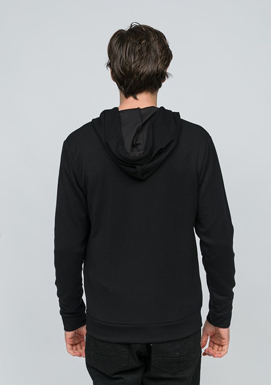 JOHNNY JOE Siyah Erkek Kapüşonlu Sweatshirt