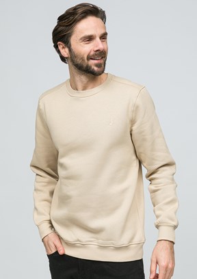 JOHNNY JOE Bej Erkek Bisiklet Yaka Sweatshirt