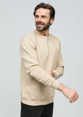 JOHNNY JOE Bej Erkek Bisiklet Yaka Sweatshirt