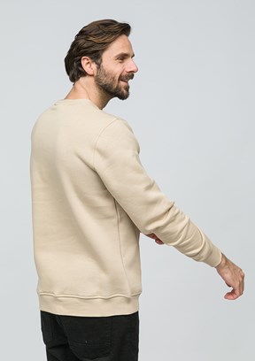 JOHNNY JOE Bej Erkek Bisiklet Yaka Sweatshirt