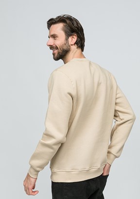 JOHNNY JOE Bej Erkek Bisiklet Yaka Sweatshirt