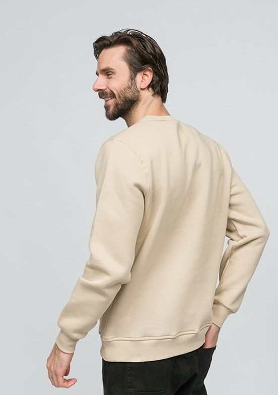 JOHNNY JOE Bej Erkek Bisiklet Yaka Sweatshirt