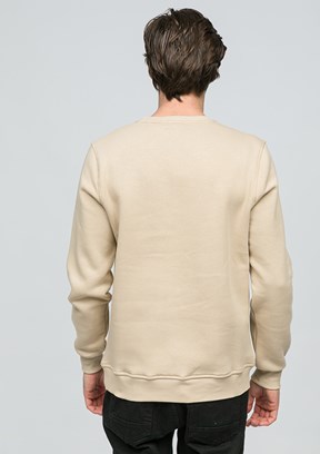 JOHNNY JOE Bej Erkek Bisiklet Yaka Sweatshirt