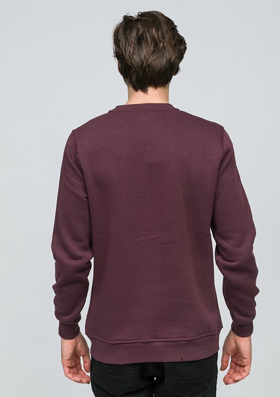 JOHNNY JOE Vişne Erkek Bisiklet Yaka Sweatshirt