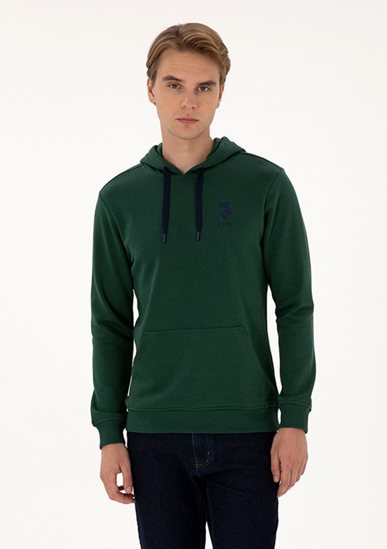 US POLO ASSN Yeşil Erkek Basic Sweatshirt