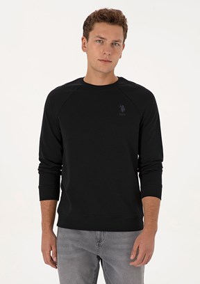 US POLO ASSN Siyah Erkek Basic Sweatshirt