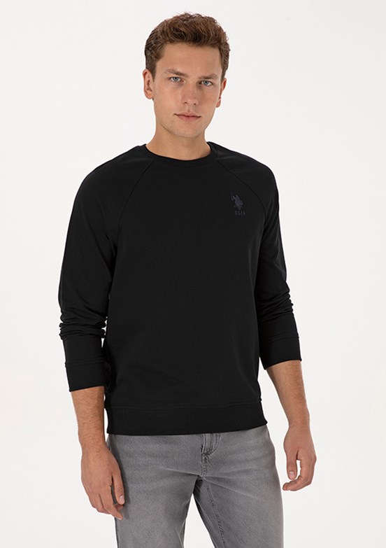 US POLO ASSN Siyah Erkek Basic Sweatshirt