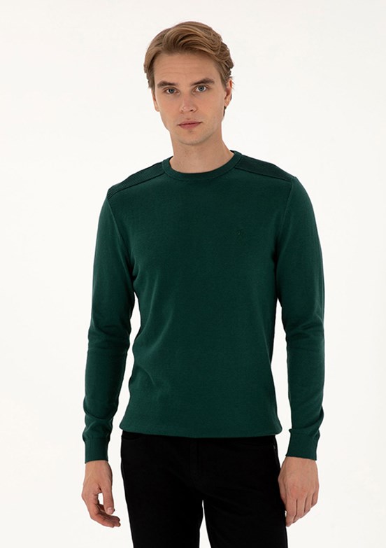 US POLO ASSN Yeşil Erkek Basic Kazak