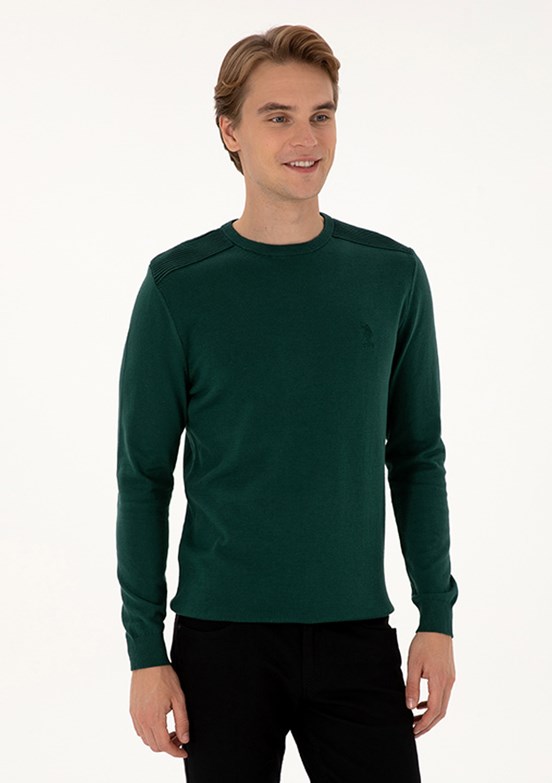 US POLO ASSN Yeşil Erkek Basic Kazak