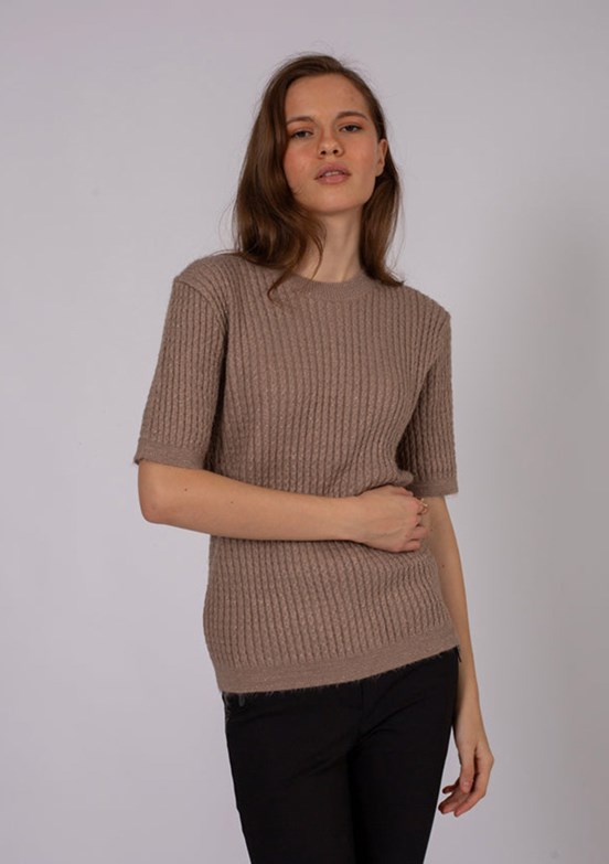 LADY GİNA Kahverengi Kadın Bisiklet Yaka Kazak