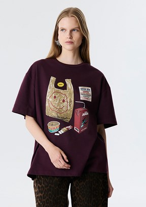 TWİST Bordo Kadın Baskılı T-Shirt