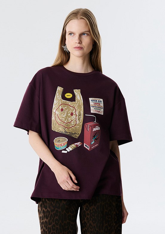 TWİST Bordo Kadın Baskılı T-Shirt