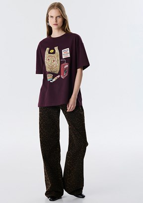 TWİST Bordo Kadın Baskılı T-Shirt